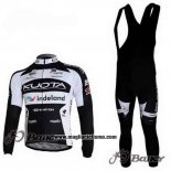 2010 Abbigliamento Ciclismo Kuota Nero e Bianco Manica Lunga e Salopette