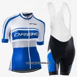 2017 Abbigliamento Ciclismo Donne Orbea Blu e Bianco Manica Corta e Salopette