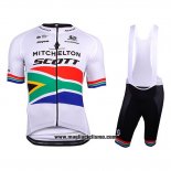 2018 Abbigliamento Ciclismo Mitchelton Scott Campione Sudafrica Manica Corta e Salopette