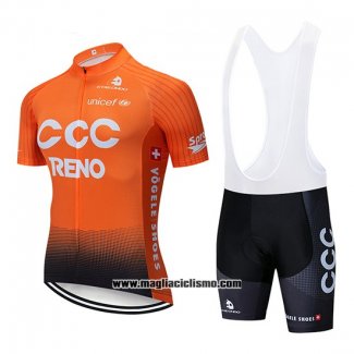 2019 Abbigliamento Ciclismo CCC Arancione Manica Corta e Salopette
