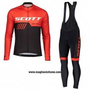 2019 Abbigliamento Ciclismo Scott Nero Rosso Manica Lunga e Salopette