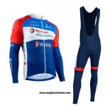 2020 Abbigliamento Ciclismo Direct Energie Rosso Blu Manica Lunga e Salopette