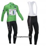 2013 Abbigliamento Ciclismo Cannondale Lider Verde e Bianco Manica Lunga e Salopette