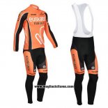 2013 Abbigliamento Ciclismo Euskalte Arancione Manica Lunga e Salopette