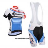 2014 Abbigliamento Ciclismo Cube Blu e Bianco Manica Corta e Salopette