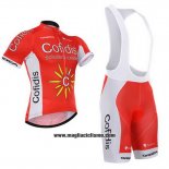 2015 Abbigliamento Ciclismo Cofidis Rosso Manica Corta e Salopette