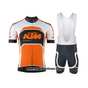 2015 Abbigliamento Ciclismo KTM Bianco e Arancione Manica Corta e Salopette