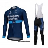 2018 Abbigliamento Ciclismo Changing Diabetes Blu Manica Lunga e Salopette