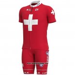 2020 Abbigliamento Ciclismo Groupama-FDJ Campione Svizzera Manica Corta e Salopette