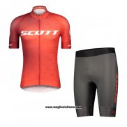 2021 Abbigliamento Ciclismo Scott Rosso Manica Corta e Salopette