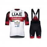 2021 Abbigliamento Ciclismo UAE Nero Bianco Rosso Manica Corta e Salopette
