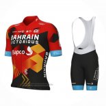 2023 Abbigliamento Ciclismo Bahrain Victorious Rosso Nero Manica Corta e Salopette