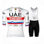 2023 Abbigliamento Ciclismo UAE Slovenia Campione Bianco Manica Corta e Salopette