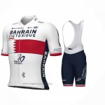 2024 Abbigliamento Ciclismo Bahrein Campione Bahrain Victorious Bianco Rosso Manica Corta e Salopette