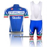 2014 Abbigliamento Ciclismo Italia Blu e Rosso Manica Corta e Salopette