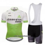 2018 Abbigliamento Ciclismo Dimension Data Bianco e Verde Manica Corta e Salopette