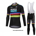 2018 Abbigliamento Ciclismo UCI Mondo Campione Bora Nero Manica Lunga e Salopette
