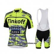 2019 Abbigliamento Ciclismo Tinkoff Saxo Bank Giallo Verde Nero Manica Corta e Salopette