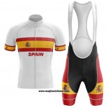 2020 Abbigliamento Ciclismo Campione Spagna Bianco Manica Corta e Salopette