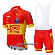 2020 Abbigliamento Ciclismo W52-FC Porto Rosso Giallo Manica Corta e Salopette