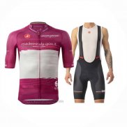 2023 Abbigliamento Ciclismo Giro d'Italia Viola Bianco Manica Corta e Salopette