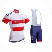 2023 Abbigliamento Ciclismo IAM Bianco Rosso Blu Manica Corta e Salopette