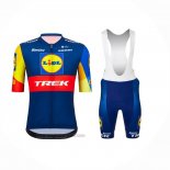 2023 Abbigliamento Ciclismo Lidl Trek Blu Rosso Manica Corta e Salopette