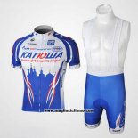 2010 Abbigliamento Ciclismo Katusha Blu e Blu Manica Corta e Salopette