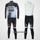 2010 Abbigliamento Ciclismo Saxo Bank Nero e Bianco Manica Lunga e Salopette