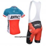 2014 Abbigliamento Ciclismo BMC Campione Italia Blu e Arancione Manica Corta e Salopette