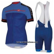 2016 Abbigliamento Ciclismo Castelli Blu Manica Corta e Salopette