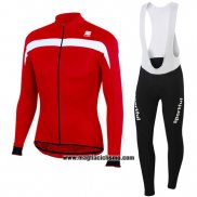 2016 Abbigliamento Ciclismo Sportful Rosso e Bianco Manica Lunga e Salopette