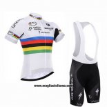 2016 Abbigliamento Ciclismo UCI Mondo Campione Lider Quick Step Bianco Manica Corta e Salopette