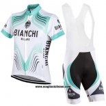 2017 Abbigliamento Ciclismo Bianchi Milano Bianco Manica Corta e Salopette