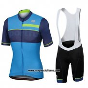 2018 Abbigliamento Ciclismo Sportful Blu Manica Corta e Salopette