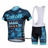 2018 Abbigliamento Ciclismo Tinkoff Saxo Bank Blu Manica Corta e Salopette