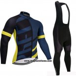 2019 Abbigliamento Ciclismo Specialized Nero Blu Giallo Manica Lunga e Salopette