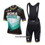 2020 Abbigliamento Ciclismo Bora-Hansgrone Verde Nero Manica Corta e Salopette