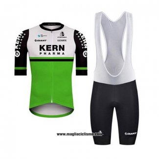 2020 Abbigliamento Ciclismo Kern Pharma Bianco Verde Nero Manica Corta e Salopette