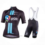 2023 Abbigliamento Ciclismo Donne DSM Nero Manica Corta e Salopette