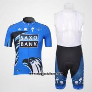 2012 Abbigliamento Ciclismo Saxo Bank Blu Manica Corta e Salopette