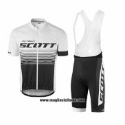 2017 Abbigliamento Ciclismo Scott Bianco e Nero Manica Corta e Salopette