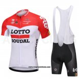 2018 Abbigliamento Ciclismo Lotto Soudal Bianco e Rosso Manica Corta e Salopette
