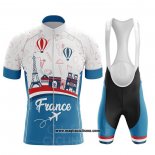 2020 Abbigliamento Ciclismo Campione Francia Celeste Bianco Rosso Manica Corta e Salopette