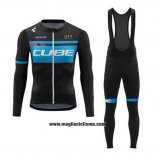 2020 Abbigliamento Ciclismo Cube Blu Nero Manica Lunga e Salopette