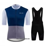 2020 Abbigliamento Ciclismo NDLSS Grigio Blu Manica Corta e Salopette