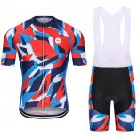 2021 Abbigliamento Ciclismo Steep Rosso Blu Manica Corta e Salopette