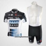 2010 Abbigliamento Ciclismo Saxo Bank Nero e Bianco Manica Corta e Salopette