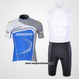 2011 Abbigliamento Ciclismo Shimano Blu e Bianco Manica Corta e Salopette