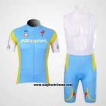 2012 Abbigliamento Ciclismo Astana Azzurro Manica Corta e Salopette